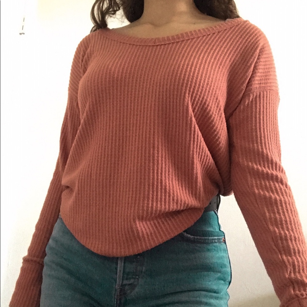 Waffle Knit Pink Hollister Long Sleeve Top